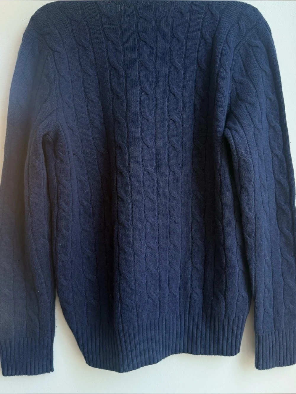 Polo by Ralph Lauren Iconic Cable-Knit 100% Cashmere Sweater. Hunter Navy. - Picture 3 of 8